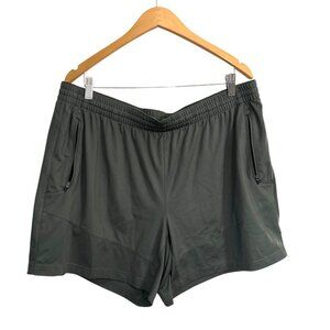 DSG Mens Olive Green Athletic Shorts XXL With Zipper Pockets & Elastic Waistband